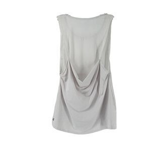 Fabletics Mesh Tank Top White Draped Back Active Wear Layering Size S Breathable